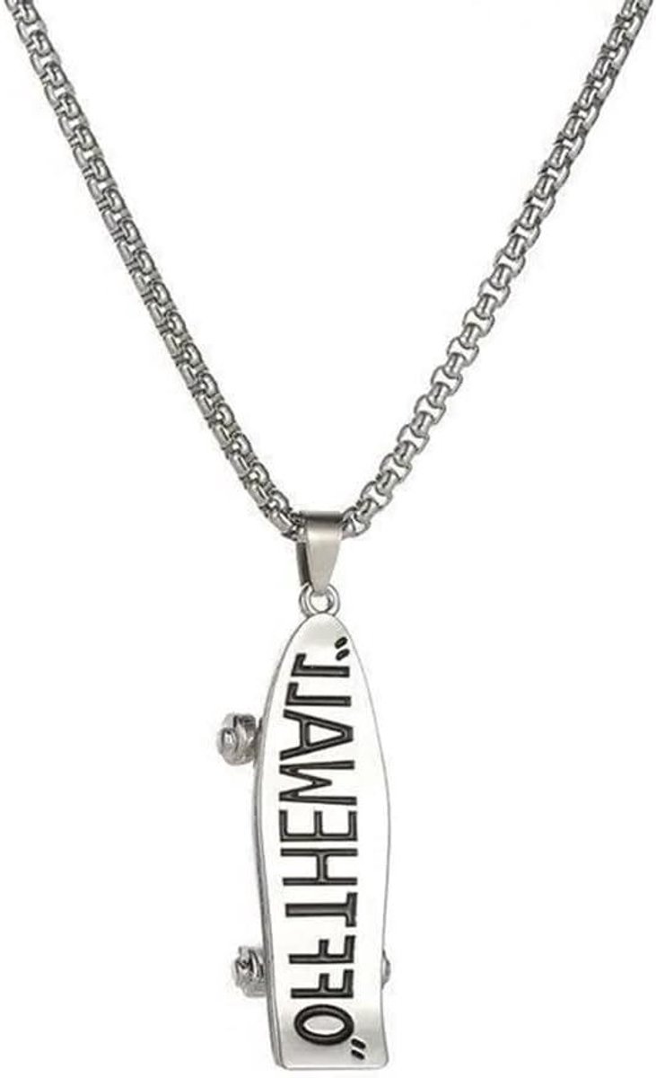 Hanger Ketting Skateboard Hanger met Ketting Mode Accessoire Zilverkleurig Punk Design 60 cm ketting