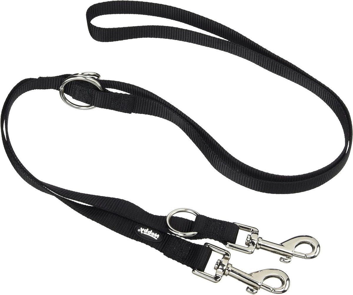 Classic Nylon Hondenriem Zwart - 200 cm, 10 mm breed