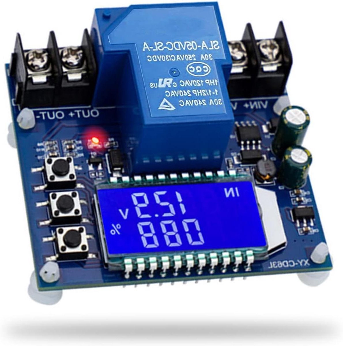 Batterij Monitor - Beschermer Indicator - Accu Bewaken - Instelbare Grenzen - 6-60V 30A - Zwart
