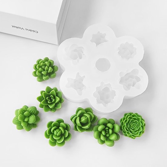 3D Kaarsenmal Bloemen Siliconen Vorm Bloemen Siliconenmallen Kaarsen Gietmallen Fondant Mold (Kaktussen en Rozen Mallen) — afbeelding 4