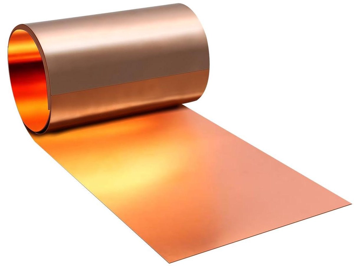Koperen Plaatrol - Koperfolie Rol - Metaalbewerking - 999% Zuiver Koper - 1000 x 150 mm - Koperkleurig