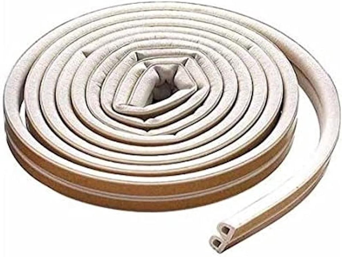 EPDM Rubber D-Profiel - Tochtstrip Zelfklevend - Tochtwerend Maken - Zelfklevende Montage - 5 meter - Wit