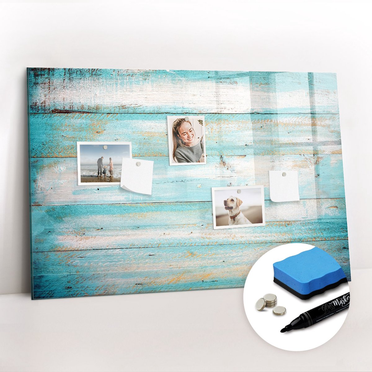 Tulup Whitebord - Blauwe borden - 90 x 60 cm - Veelkleurig Magnetisch Wandbord - Gratis 5 Sterke Magneten + Whiteboard Marker & Wisser - Decoratief Magnetisch Bord - Magneetbord Rechthoekig - Productiviteit Tools