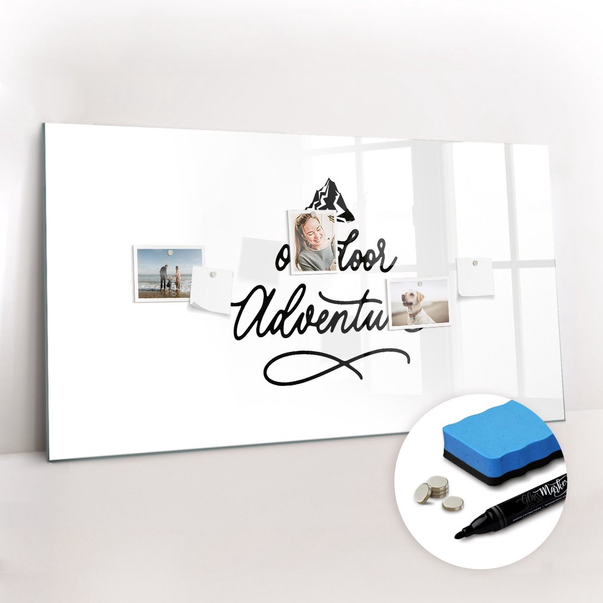 Tulup Whitebord - Buitenavontuurbos - 120 x 60 cm - Wit Magneetborden voor vakantiemagneten - Gratis 5 Sterke Magneten + Whiteboard Marker & Wisser - Interieur Accessoires Kantoor - Magnetisch Memobord - Productiviteit Tools