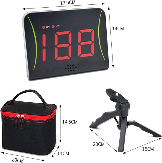 Snelheidsmeter Radar - Balsnelheidsmeter Schietsnelheidsmeter - Sportprestaties Meten - Handsfree Bediening - Tot 199 km/u - Zwart — afbeelding 3