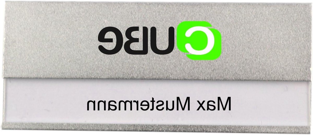 Naam Tag - Naambadge Naamlabel - Identificatie Personeel - Aluminium Met Logo - 70x30 mm - Zilver