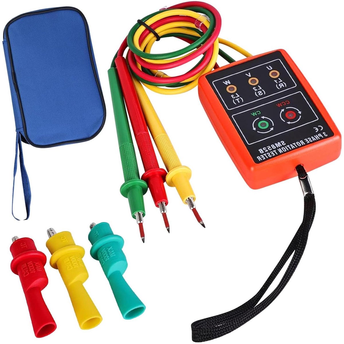 Fasemeter - Draaiveldmeter Spanningszoeker - Fasevolgorde Controleren - Draaiveld Indicator - 60-600V AC - Grijs