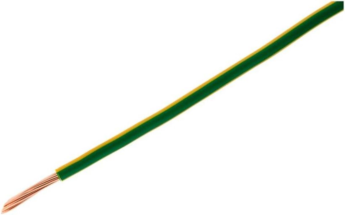 Elektrische Stroomkabel - Voedingskabel Enkele Draad - Veilig Elektrisch Werk - PVC Isolatie - 6mm² 5m - Geel Groen