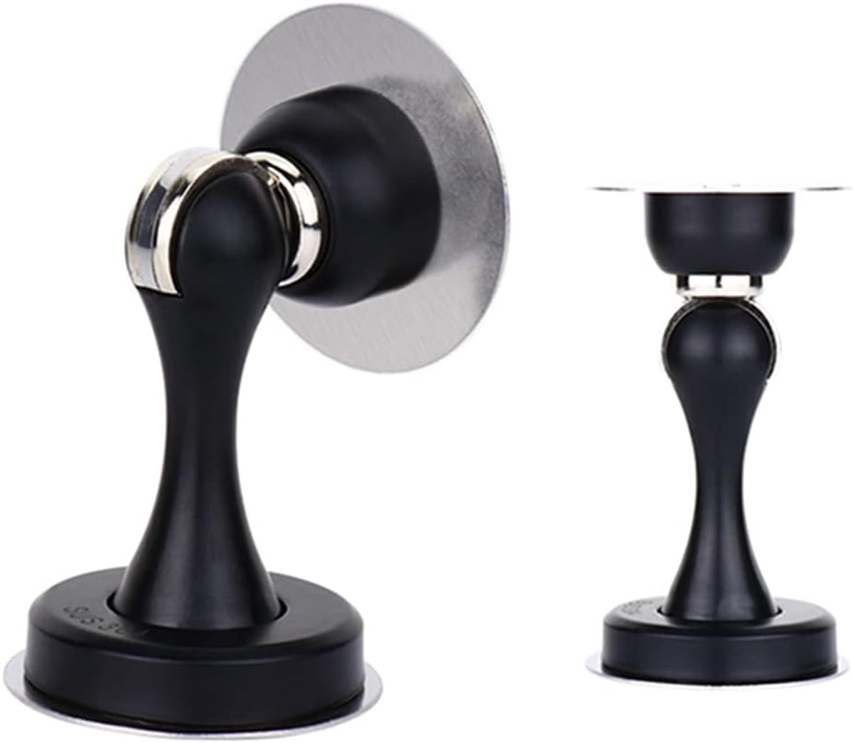Magnetische Deurstopper - RVS 304 - Zelfklevende Deurhouder - Zwart - Wand en Vloermontage Deurbuffer met Veer - Modern Design Deurstop Inclusief Schroeven