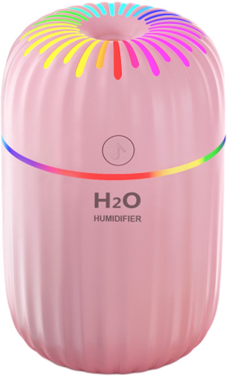 Schattige huisdierbevochtiger met twee sproeistanden, 300 ml watertank gaat tot 10 uur mee, 7 kleuren LED-verlichting, automatische uitschakeling bij gebrek aan water, voor slaapkamer, thuis en kantoor