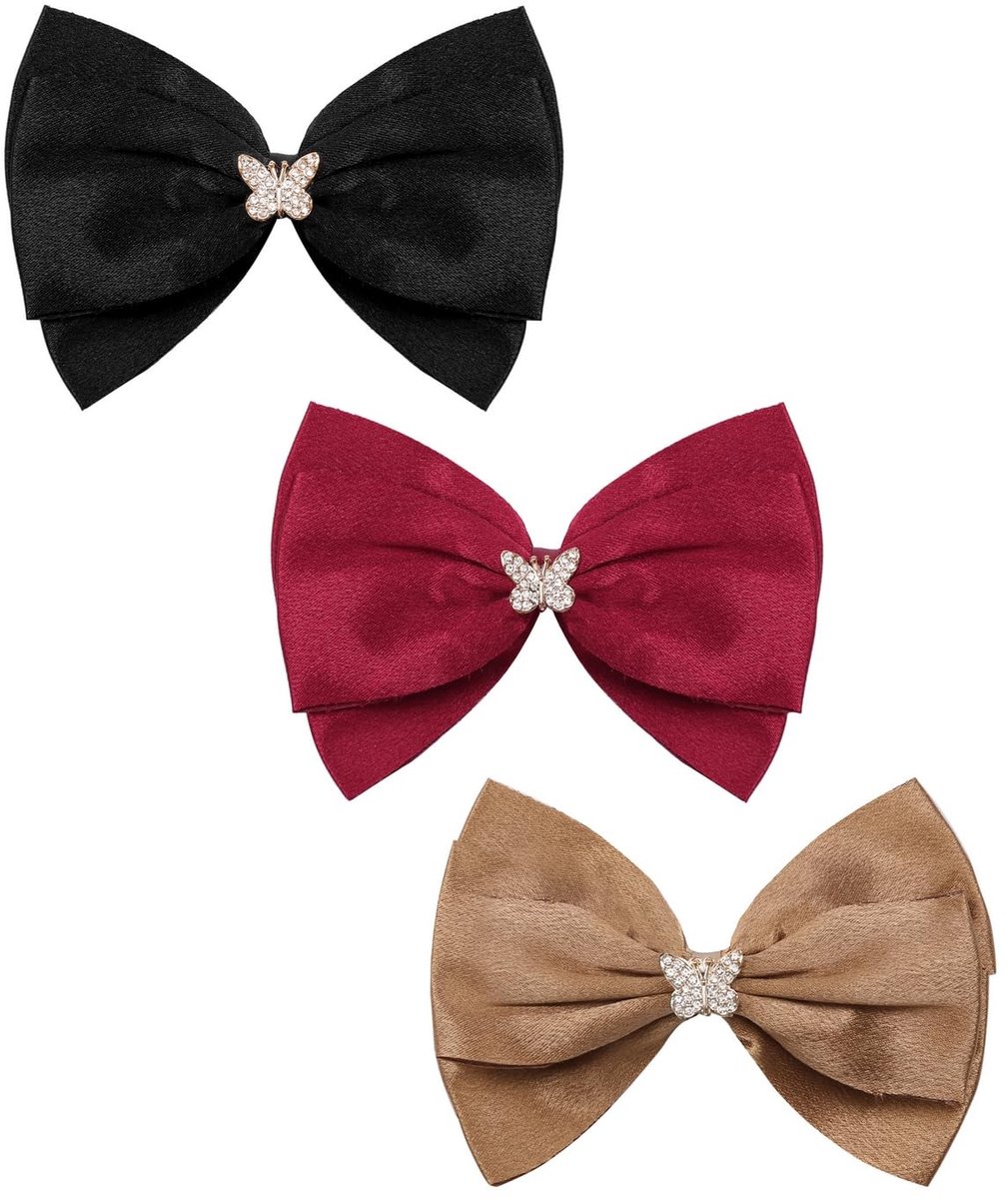 Haarstrik set zoete stijlen met kristal en parel accenten mode haarclips voor meisjes (bruin/bordeaux/zwart)