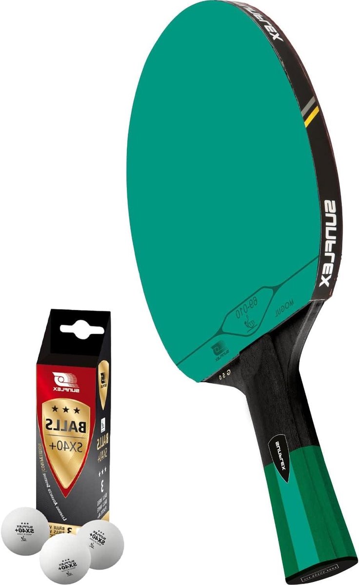 Tafeltennisbatje Set - Wedstrijd Racket - Professioneel Spel - ITTF Goedgekeurde Bekleding - Inclusief 3 Ballen - Groen