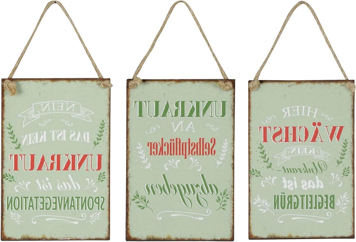 Metalen Bord - Decoratie Bord - Tuin Decoratie - Shabby Chic Stijl - 10 x 15 cm - Groen