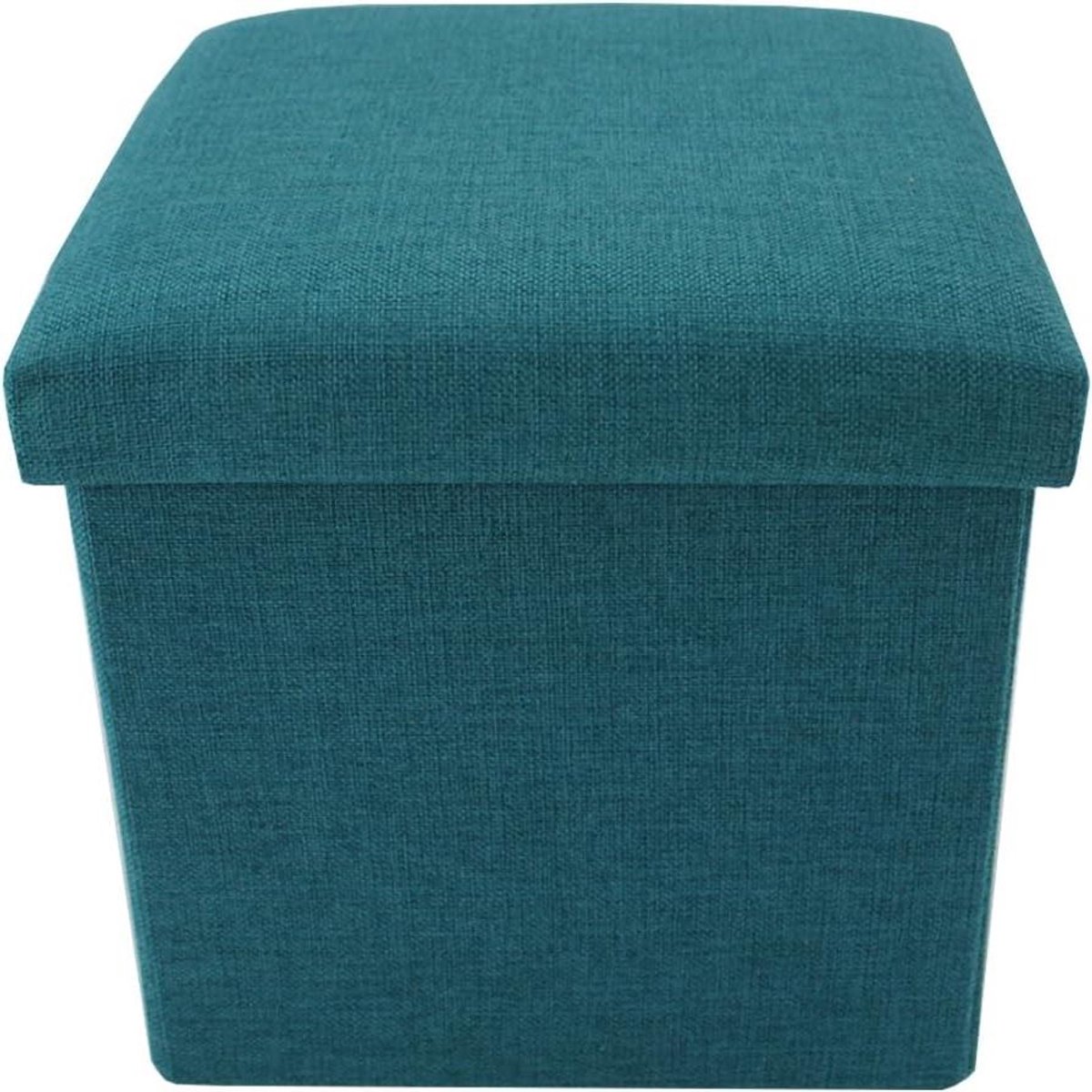 Opklapbare Poef - Zitbankje Opberger - Woonkamer Organisatie - Dubbele Functie - 29x31x31 cm - Turquoise Blauw