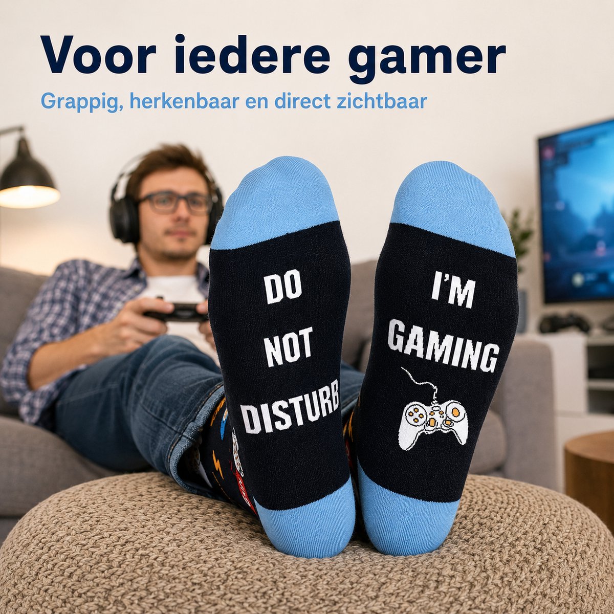 Malinsi® Grappige Sokken - I'm Gaming, Do not Disturb - Leuke Huissokken Heren - Gekke Cadeaus Cadeautjes Volwassenen - Funny Socks met Tekst - Cadeau voor Hem Mannen Papa Vader - Vaderdag Geschenk Kados Vaderdagcadeau Verjaardag Giftset — cadeau in Mode & Accessoires - foto 4
