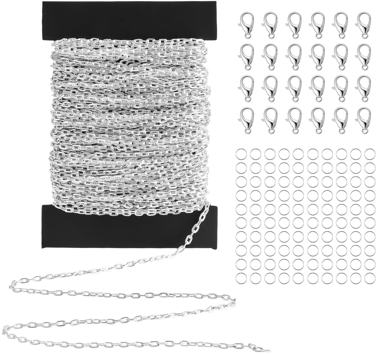 Schakelketting, sieraden maken, gecoate halsketting DIY ketting met 100 buigringen en 30 karabijnsluitingen sieraden accessoires