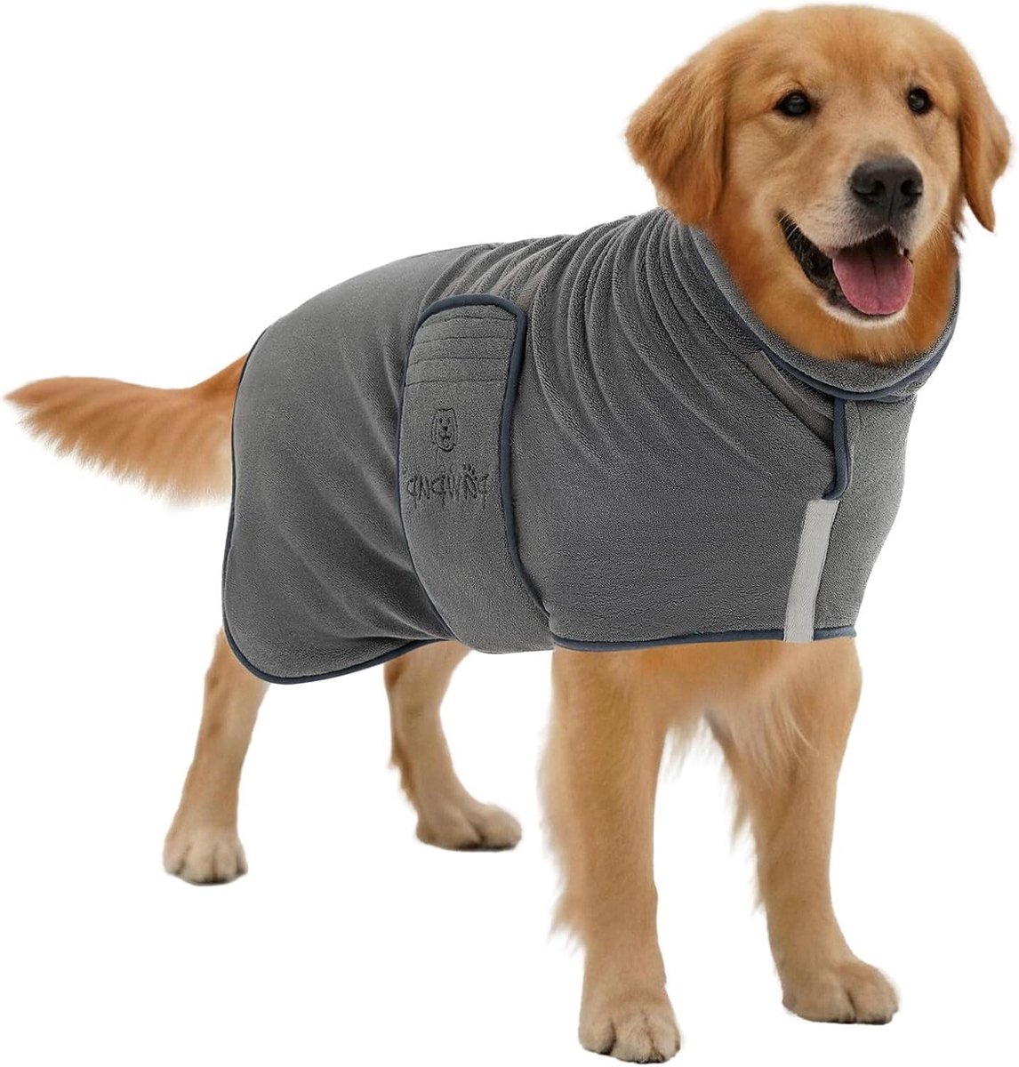 Droogjas voor honden - Hondenbadjas - Na het bad - Dubbellaags microvezel - Grijs - Grijs