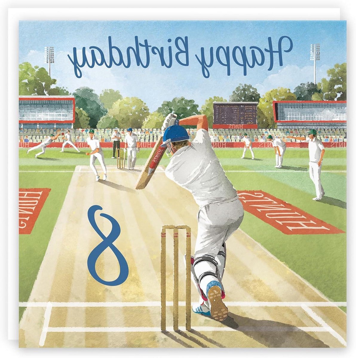 Verjaardagskaart Cricket - Kaart 8 Jaar - Verjaardag Vieren - FSC Gecertificeerd Papier - 148 x 148 mm - Multicolour