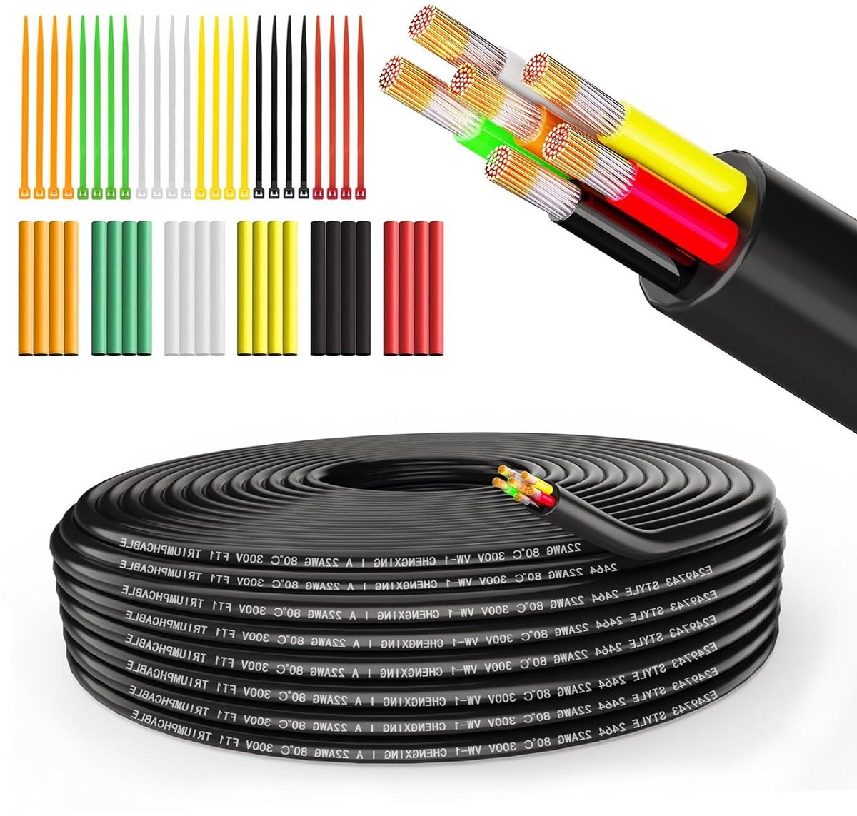 Elektrische Draad 6-aderig - Stroomkabel PVC - Elektronica Aansluiten - Vertind Koper - 3 meter - Grijs