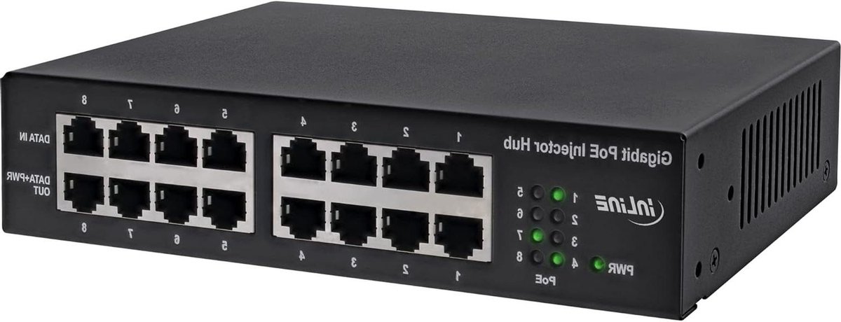 PoE+ Gigabit Injectorhub - Netwerk Injector 8 Poort - Netwerkapparaten Voeden - 19 inch Hoekmontage