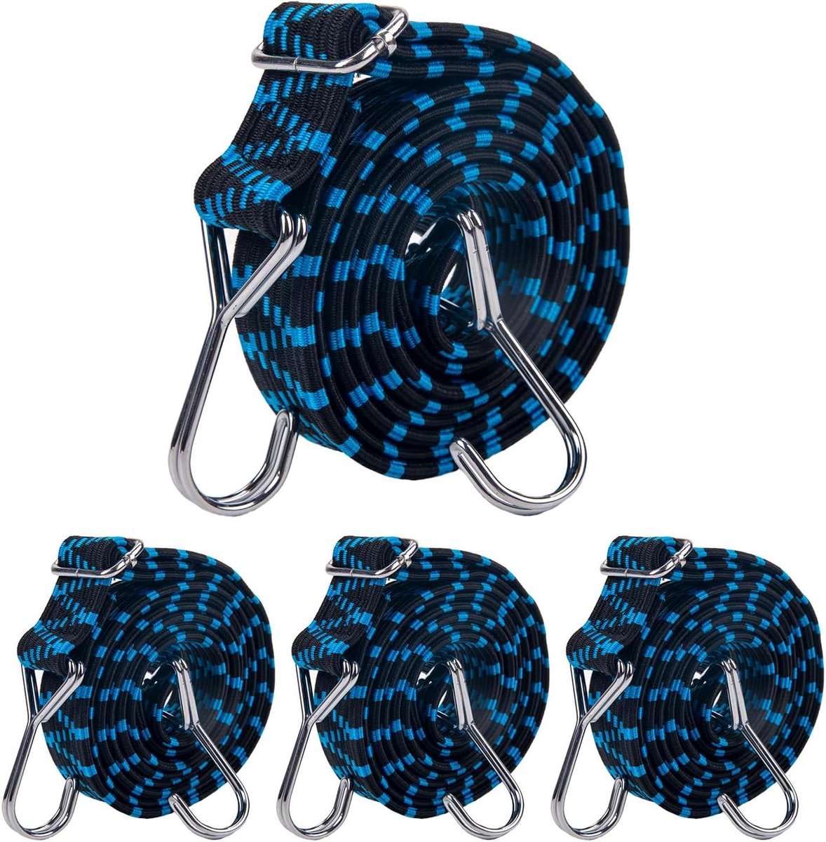 Bungee koorden - Elastische banden - Bagage Vastzetten - Verstelbare Gesp - 4 stuks 200 cm - Blauw