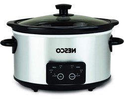 Digitale Slowcooker - Elektrische Stoofpan - Gemakkelijk Koken - Afneembare Keramische Pot - 4 Liter - Zilver