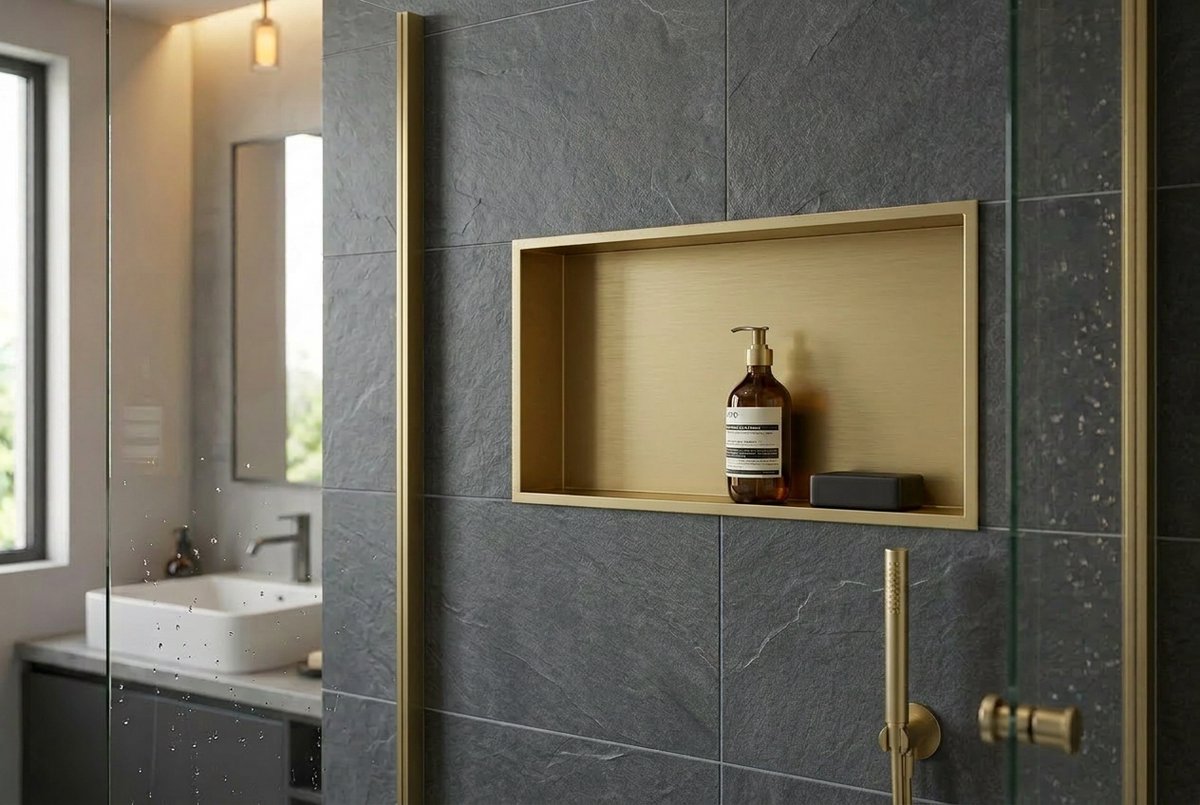 Badkamer inbouwnis 60x30x7cm Sanitado Fancy Lotus in mat goud