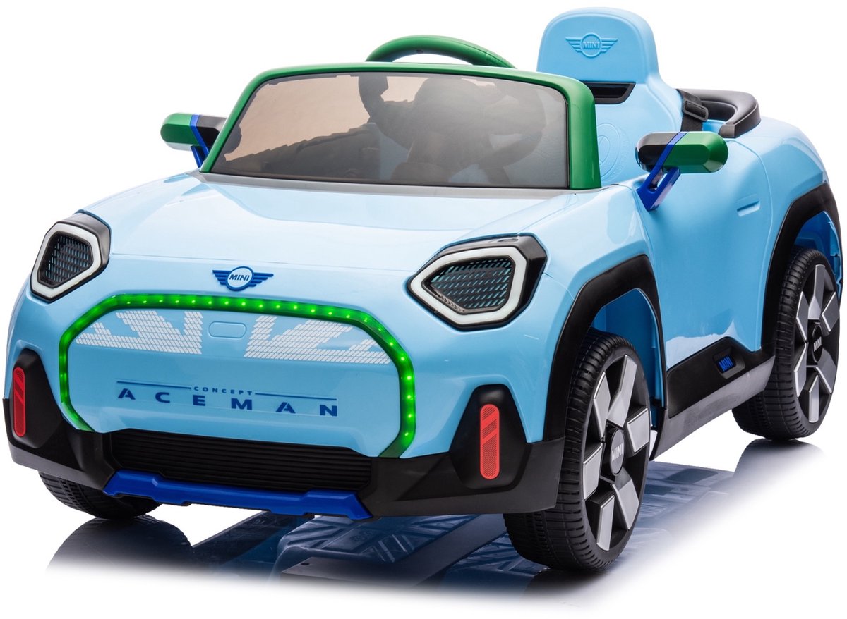 Mini Aceman - Elektrische Kinderauto - 12V - met Afstandsbediening - Blauw