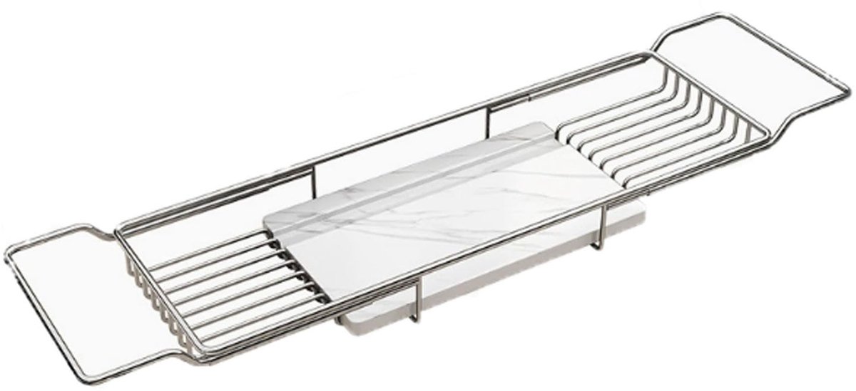 roestvrijstalen badrek, uitschuifbare badbrug, 65-95 cm, opgeruimd dienblad voor thuisspa, past op de meeste badkuipen en stijlvol ontwerp