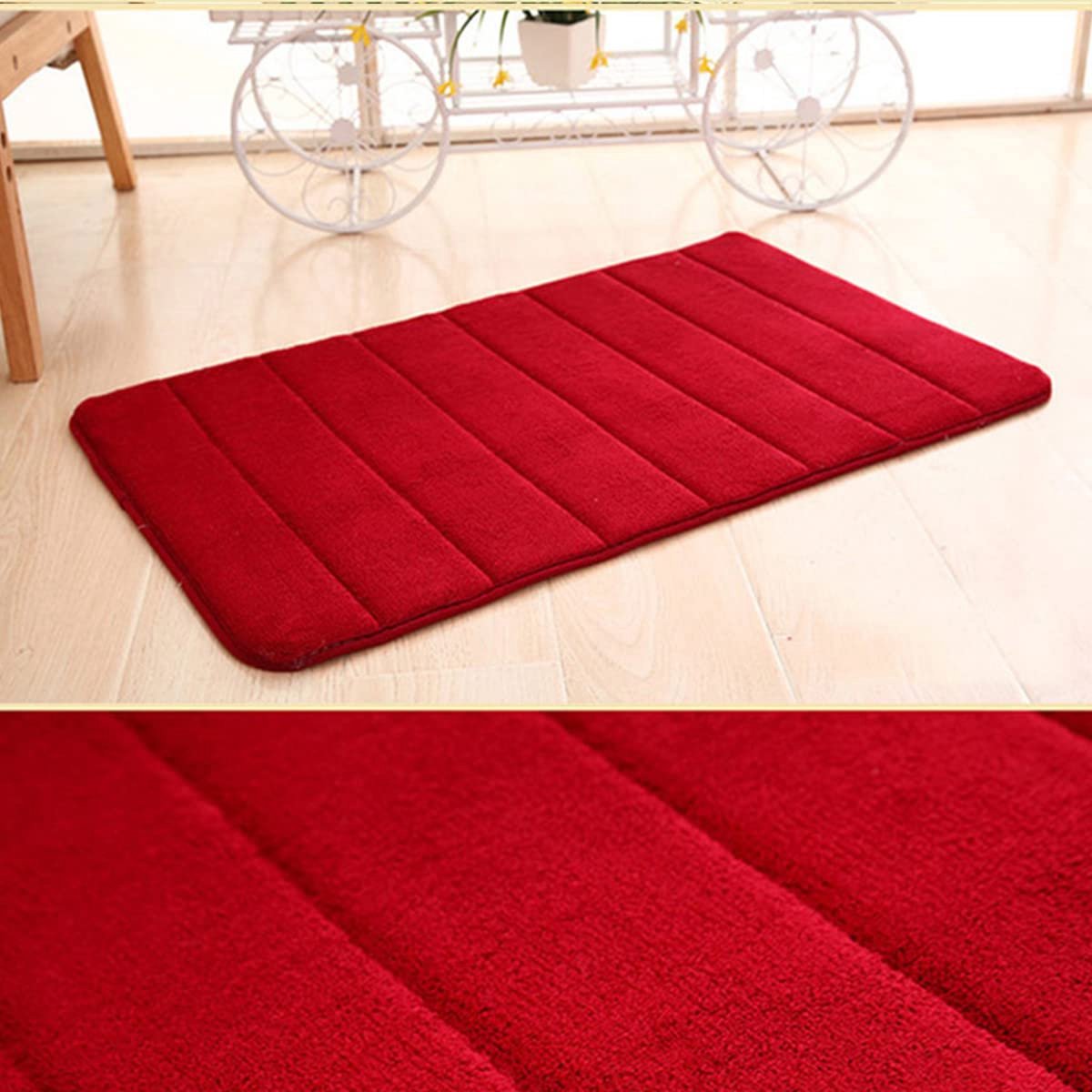 Badmat Memory Foam Zachte Badmatten Antislip Absorberende Badkamer Tapijten Rubber Back Runner Mat voor Keuken Badkamer Vloeren Roze50x120cm