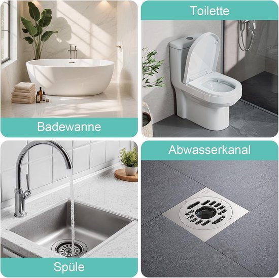 Set van 8 afvoerreinigers spiraal, 2 m afvoerreiniger, spiraalafvoer, buisreinigingspakket, dubbele kop, roestvrijstalen kanaalreiniger, afvoerborstel, keuken en douche — afbeelding 5