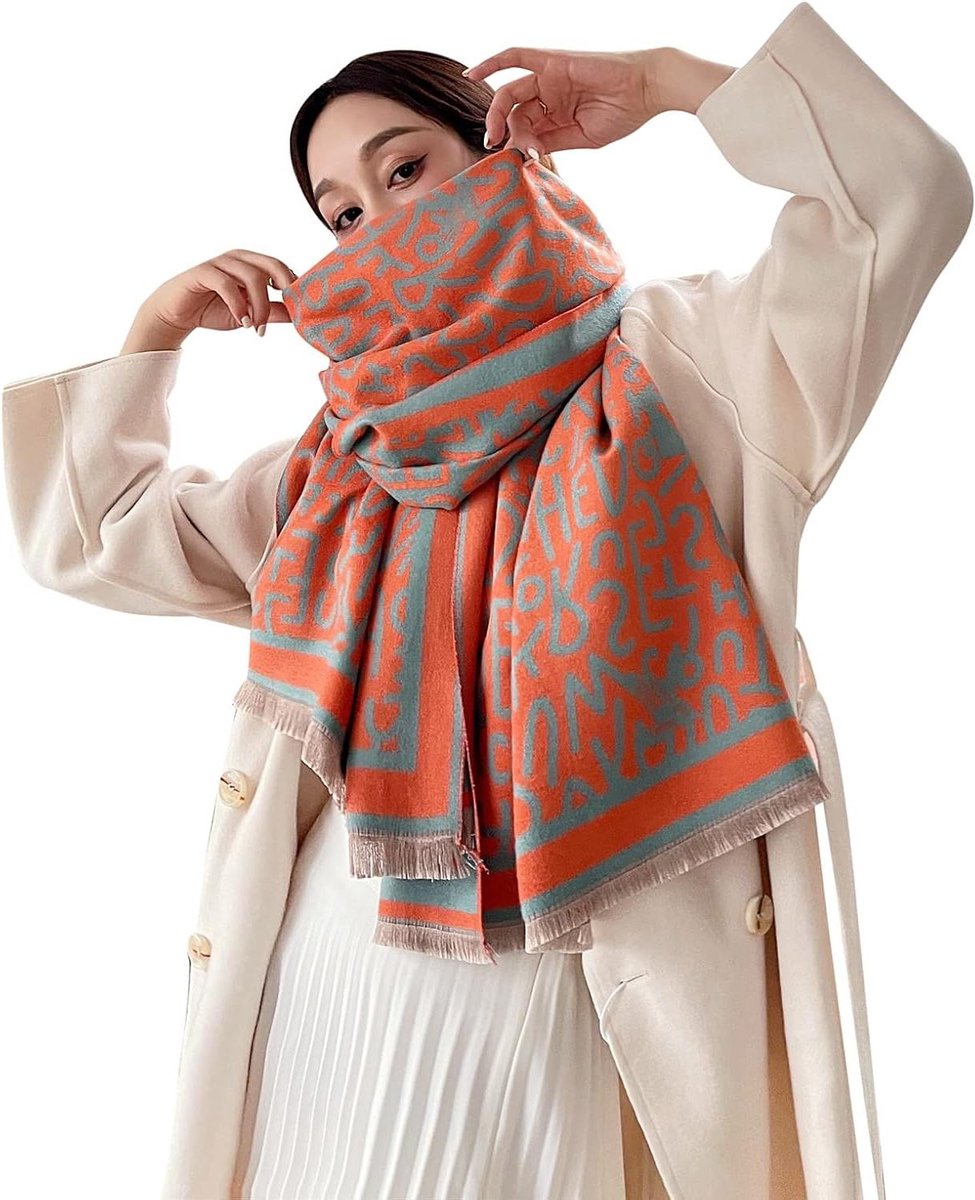 Dames Sjaal - Oversized Pashmina - Warme Winter - Zacht Materiaal - 30x35 cm - Oranje