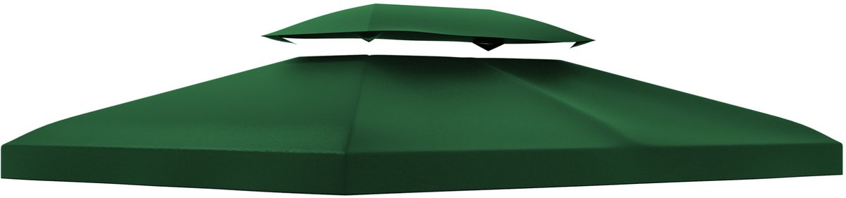 MEUNIQ vervangingsdak voor tuinpaviljoen 3 x 4 m dubbel dak met 8 afvoergaten polyester met PA-coating paviljoendak voor tuin en terras groen
