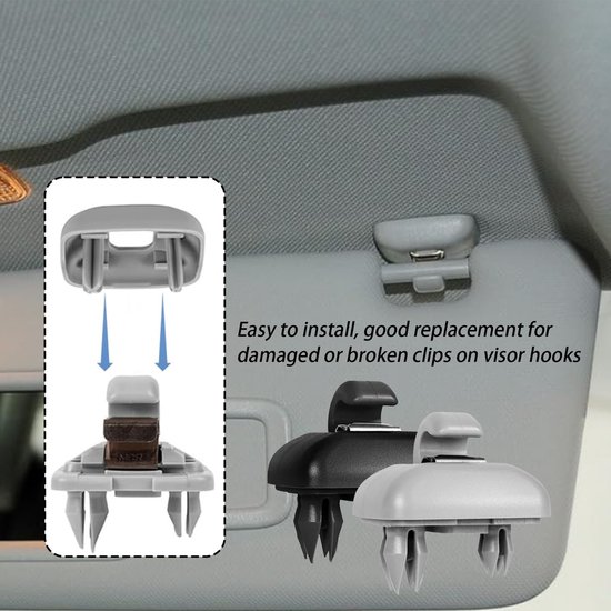 Zonnebrilhouder - Premium Set van 4 Zonneklep Interieur Accessoires Haak Clip Beugel, Ideale Vervanging voor Audi A4 B8 LA5A6Q5Q3 (8U0857562A) — afbeelding 5