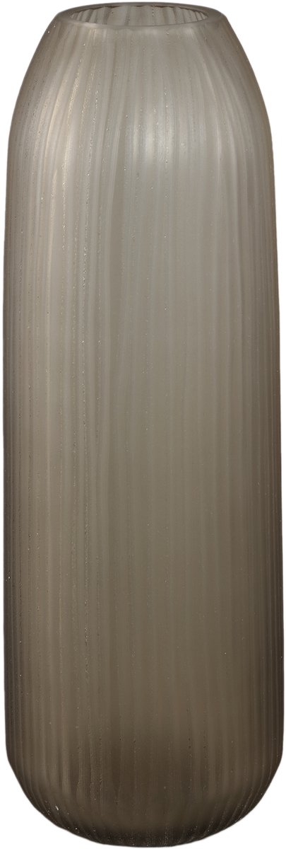 PTMD Marria Brown Glass Vase Handcut Ribbed Round L