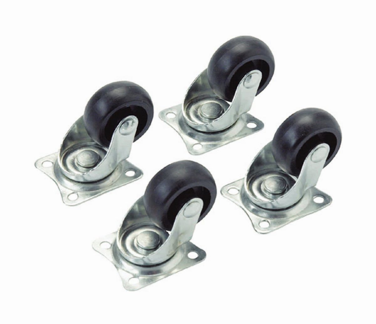 Zwenkwielen 30 mm met Plaat – PP – Zwart – 4 Stuks – WHEEL TECH EUROPE
