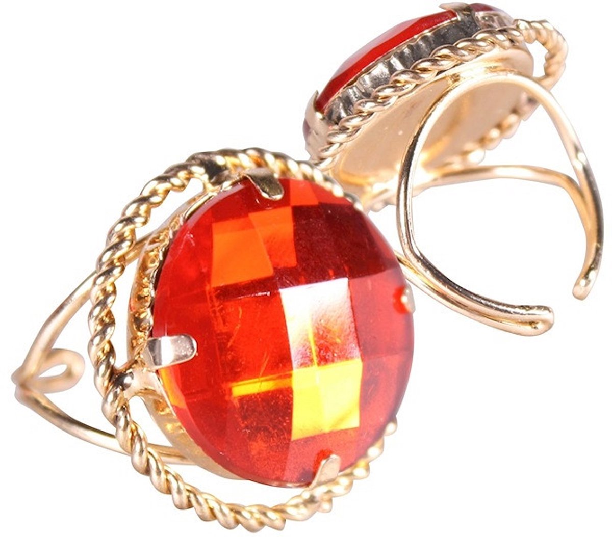 Sinterklaas Ring - Rond Model - Verstelbaar - Rood-Goud