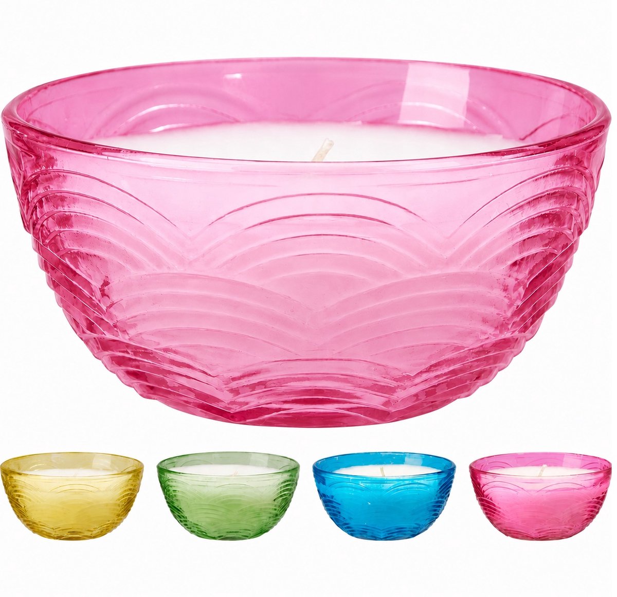 Citronella kaars in glazen kom set van 2 stuks Roze