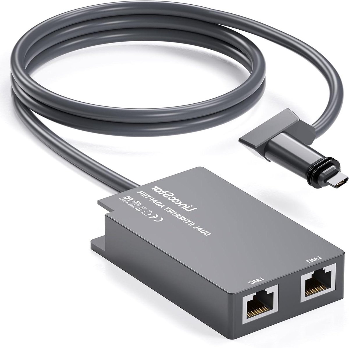 Ethernet Adapter - Netwerkadapter Starlink Adapter - Bekabeld Netwerk Uitbreiden - Twee Poorten Gelijktijdig - 1 Gbps - Zwart