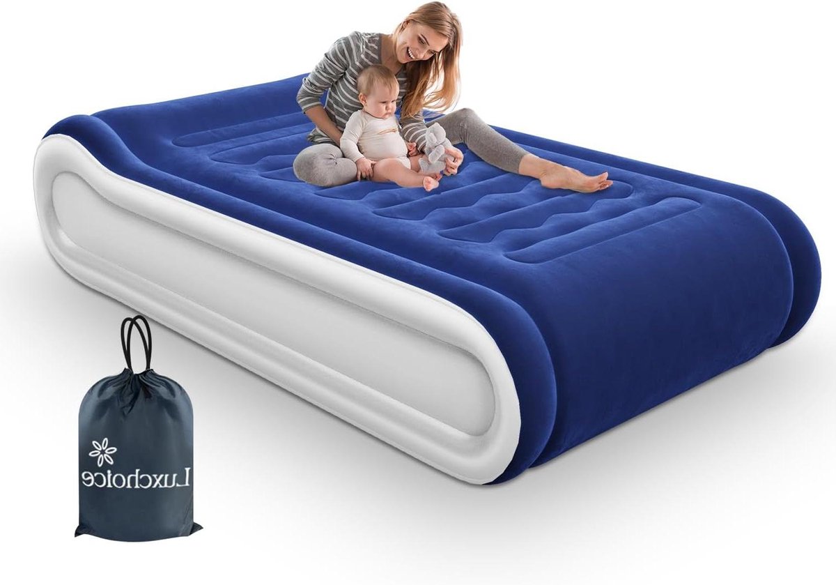 Luchtbed Zelfopblazend - Logeerbed Opblaasbaar - Kamperen en Reizen - Ingebouwd Hoofdkussen - 200 x 115 x 40 cm - Grijs