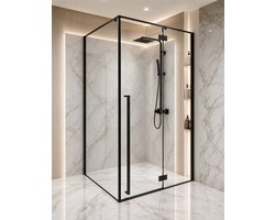 ZIMMER Douchecabine NERO 90x120 cm Mat zwart – Draaideur Soft-Close – 8 mm Veiligheidsglas – Anti-kalk