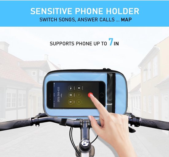 Fietsstuurtas Telefoonhouder - Fietstas Opbergtas - Fietsen Organiseren - Waterbestendig Regenhoes - 4L Capaciteit - Azure — afbeelding 5