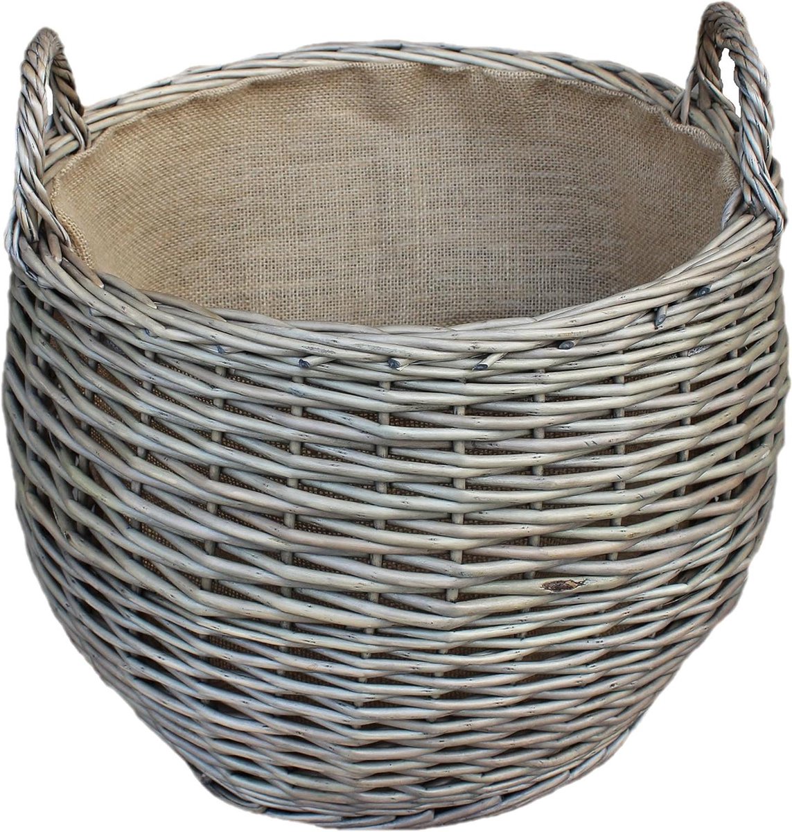 Log Mand - Opbergmand - Haardhout Opslag - Antieke Wassen Finish - 43 x 43 x 31 cm - Grijs