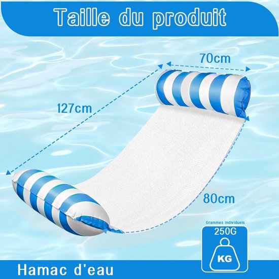 Opblaasbare Hangmat - Zwembad Luchtbed - Ontspannen in Water - 4-in-1 Multifunctioneel - 127 x 70 cm - Blauw Oranje — afbeelding 5