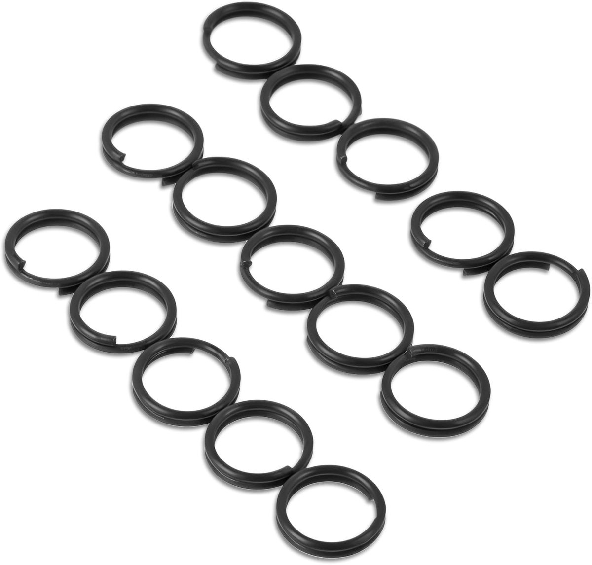 50 stuks kleine sleutelhanger splitringen, 1 cm zwarte springringen, metalen mini-sleutelhanger voor sleutelhanger oorbel ambachten maken - zwart roestvrij staal