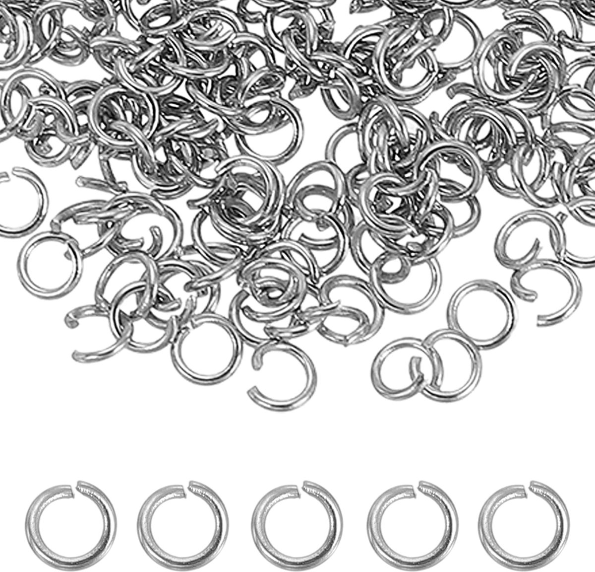 350 stuks buigringen, 4 x 0,7 mm open kettingschakels springringen metalen ring jump ringen voor het maken van sieraden armband halsketting hanger sleutelringen klein DIY, zilver