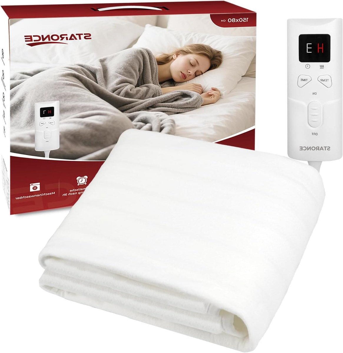 Elektrische Deken - Verwarmde Deken - Lekker Slapen - Snelle Opwarming - 150 x 80 cm - Wit