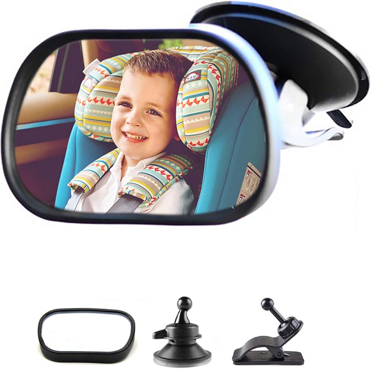 achteruitkijkspiegel voor babykinderen, achteruitkijkspiegel voor Baby-kinderzitje met zuignappen en beugel, verstelbare auto Baby-achteruitkijkzitje Babyveiligheidsspiegel