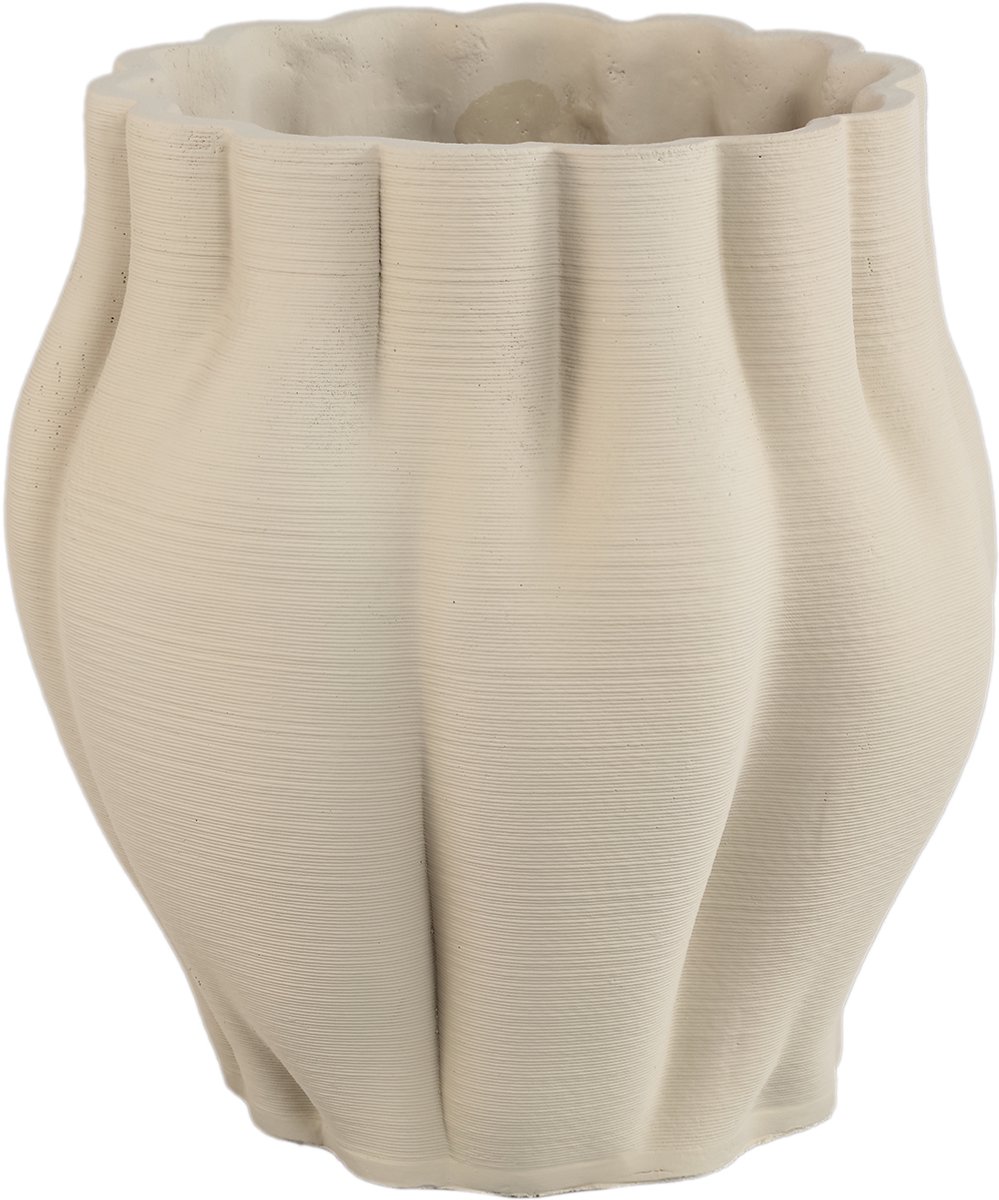 PTMD Romen Beige Cement Wavy Ribbed Pot 3D Look XL