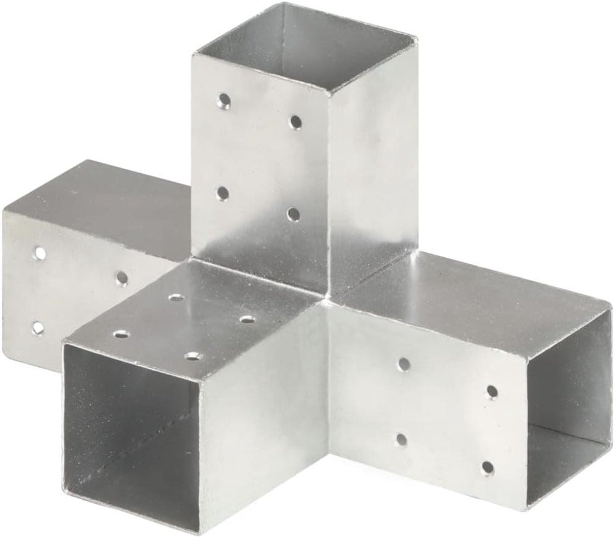 Paalverbinding X-vorm - Houtverbinder Hoekverbinder - Tuinconstructies Bouwen - Gegalvaniseerd Metaal - 71x71 mm - Zilver